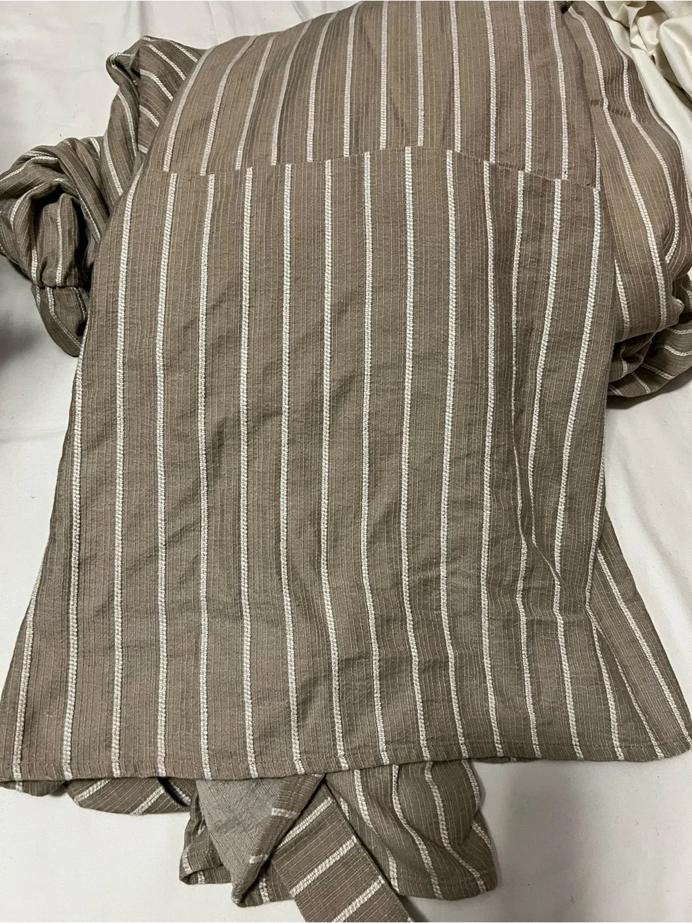 Sure Fit Denim Sand Stripe Sofa Slipcover with Tailored Skirt